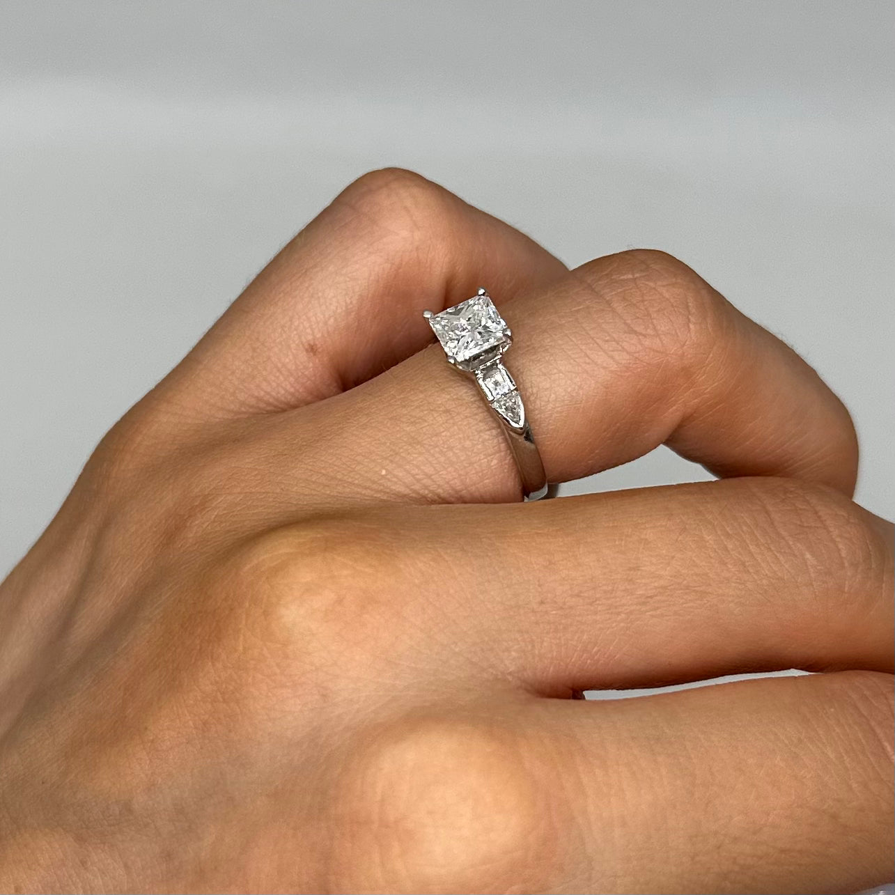 Platinum 1.54ct Diamond Engagement Ring with 1.21ct Princess Cut Diamond PRER033 IETJ TJJ