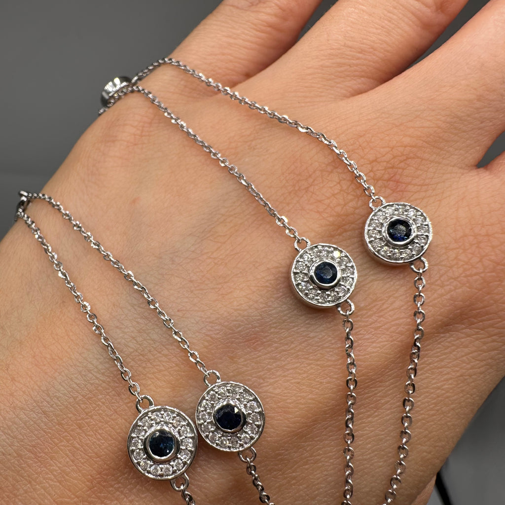 14K White Gold Sapphire & Diamond Necklace – 1.55 CT Sapphire, 1.01 CT Diamond SDN023 IAJJ