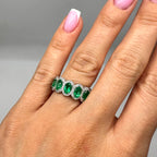 18k White Gold Eternity Band with Natural Diamonds and Natural Emeralds  EMDR031 ILTJ