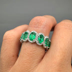 18k White Gold Eternity Band with Natural Diamonds and Natural Emeralds  EMDR031 ILTJ