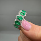 18k White Gold Eternity Band with Natural Diamonds and Natural Emeralds  EMDR031 ILTJ