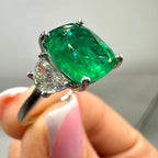 Platinum 3.34ct Emerald & 0.61ct Diamond Ring EMDR019 ZNGT