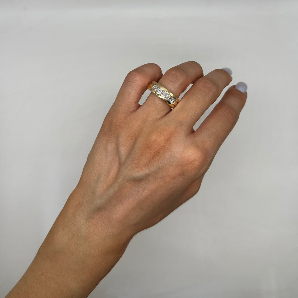 14K Yellow Gold 1.60CT Princess Cut Diamond Men’s Wedding Band Ring WB817 ILTJ