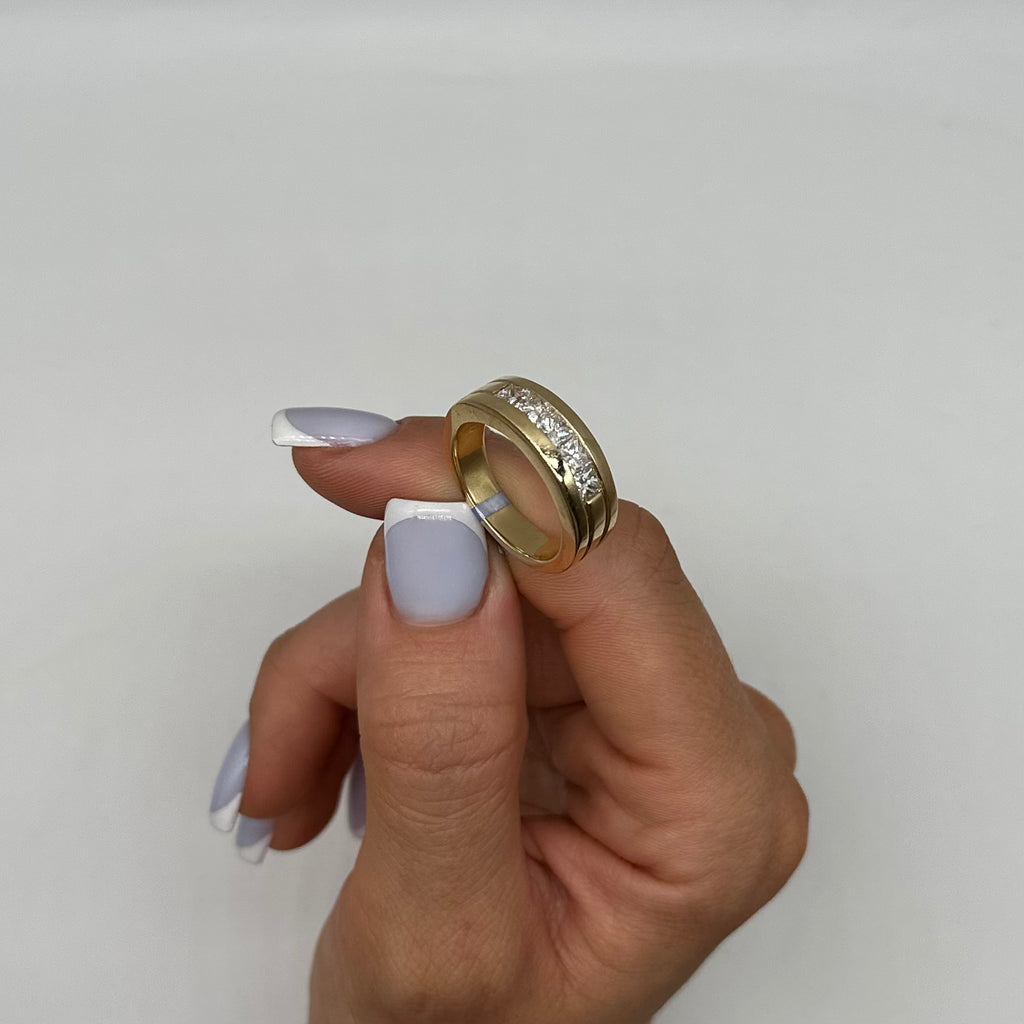 14K Yellow Gold 1.60CT Princess Cut Diamond Men’s Wedding Band Ring WB817 ILTJ