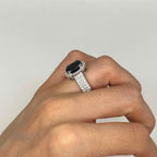 18K White Gold Ring 1.35CT Diamonds & 6.50CT Synthetic Sapphire |  SDR039 GIJJ