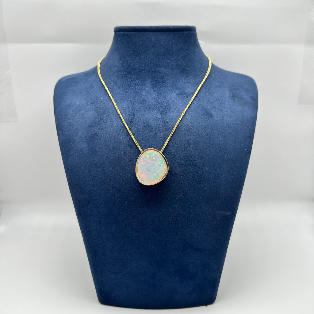14K Yellow Gold Opal Pendant Necklace 14.72CT Opal COLN026 GLJJ