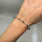 14K White Gold Sapphire & Diamond Bracelet – 2.50ct Oval Sapphires & 1.50ct Round Diamonds SDB034 IJJJ