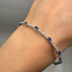 14K White Gold Sapphire & Diamond Bracelet – 2.50ct Oval Sapphires & 1.50ct Round Diamonds SDB034 IJJJ