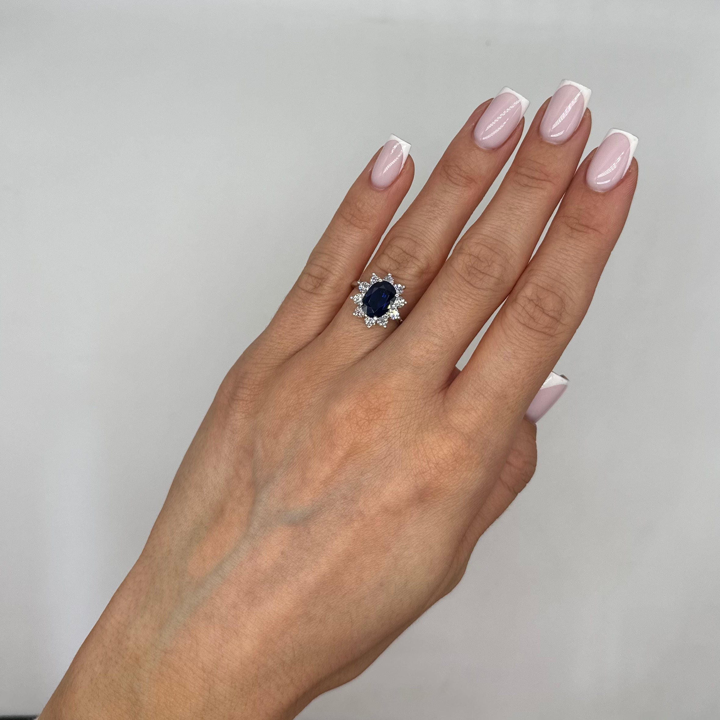 14K White Gold Ring 1.10CT Diamonds & 3.98CT Sapphires SDR097 LTJ, GJJJ
