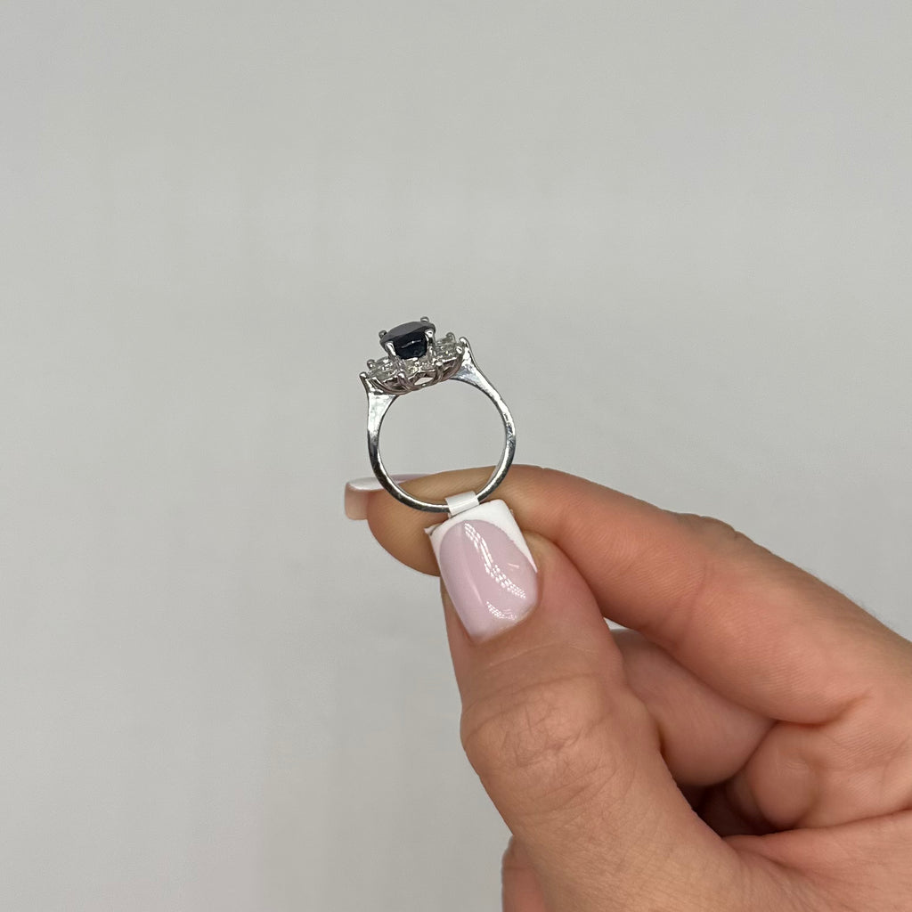 14K White Gold Ring 1.10CT Diamonds & 3.98CT Sapphires SDR097 LTJ, GJJJ