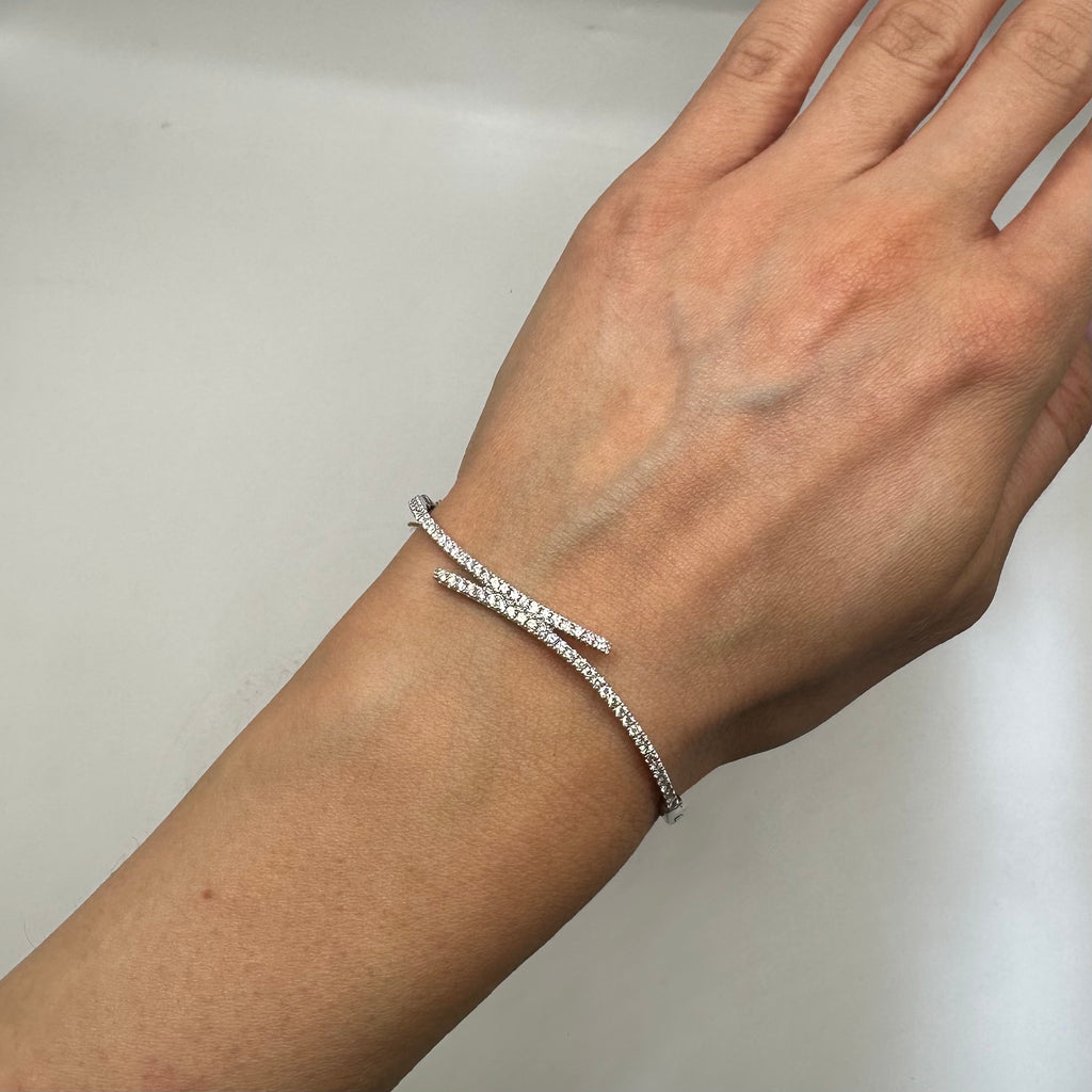 18K White Gold 1.13ct Diamond Bangle Bracelet IITJ
