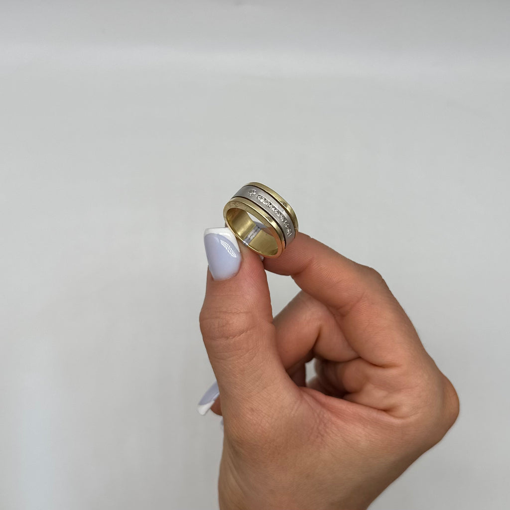 14K Two-Tone Yellow & White Gold Men’s Diamond Ring – 0.75CT Round Diamonds MR008 TTJ