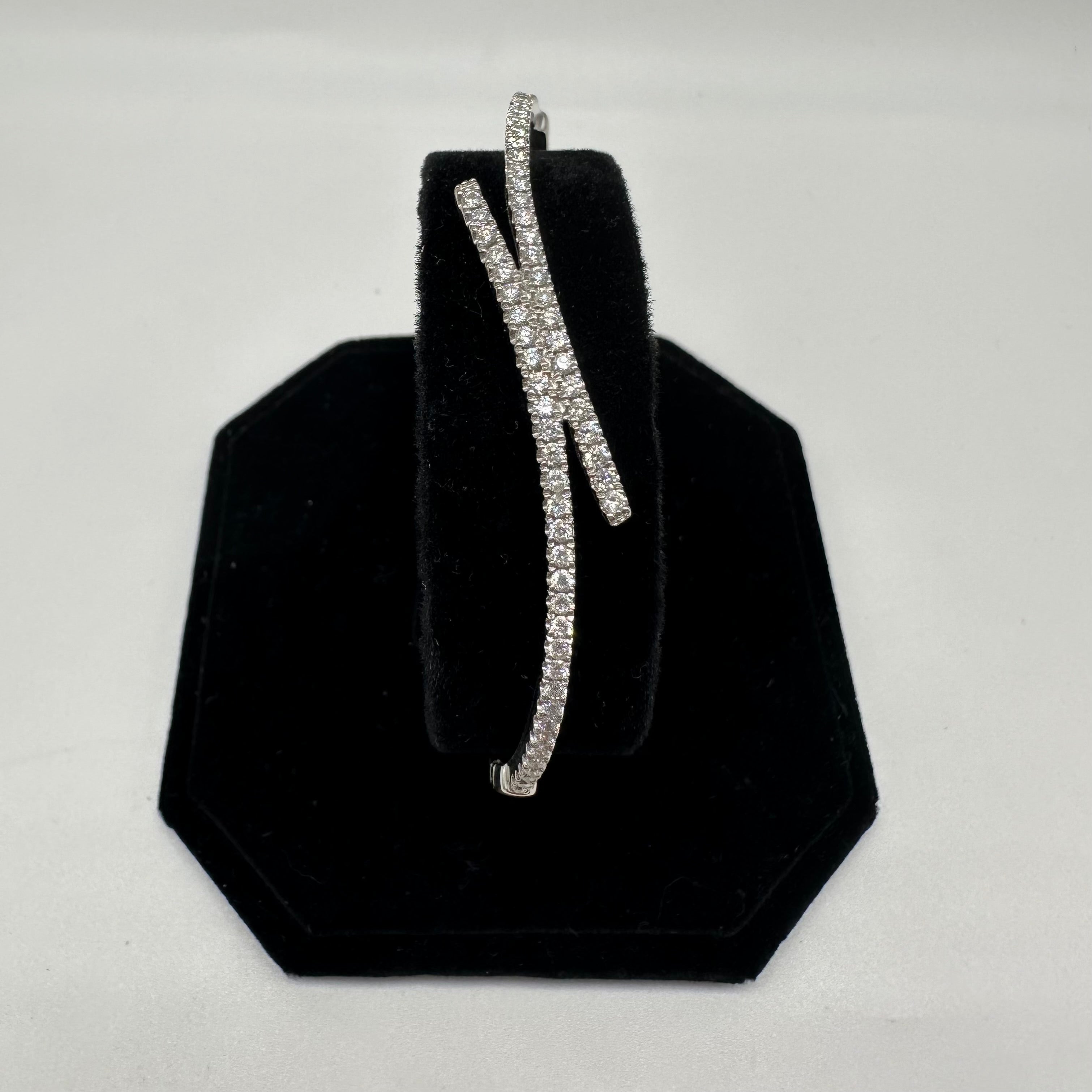 18K White Gold 1.13ct Diamond Bangle Bracelet IITJ