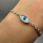Evil Eye Diamond Bracelet in 18K White Gold – 0.82 CT Diamonds IJJJ