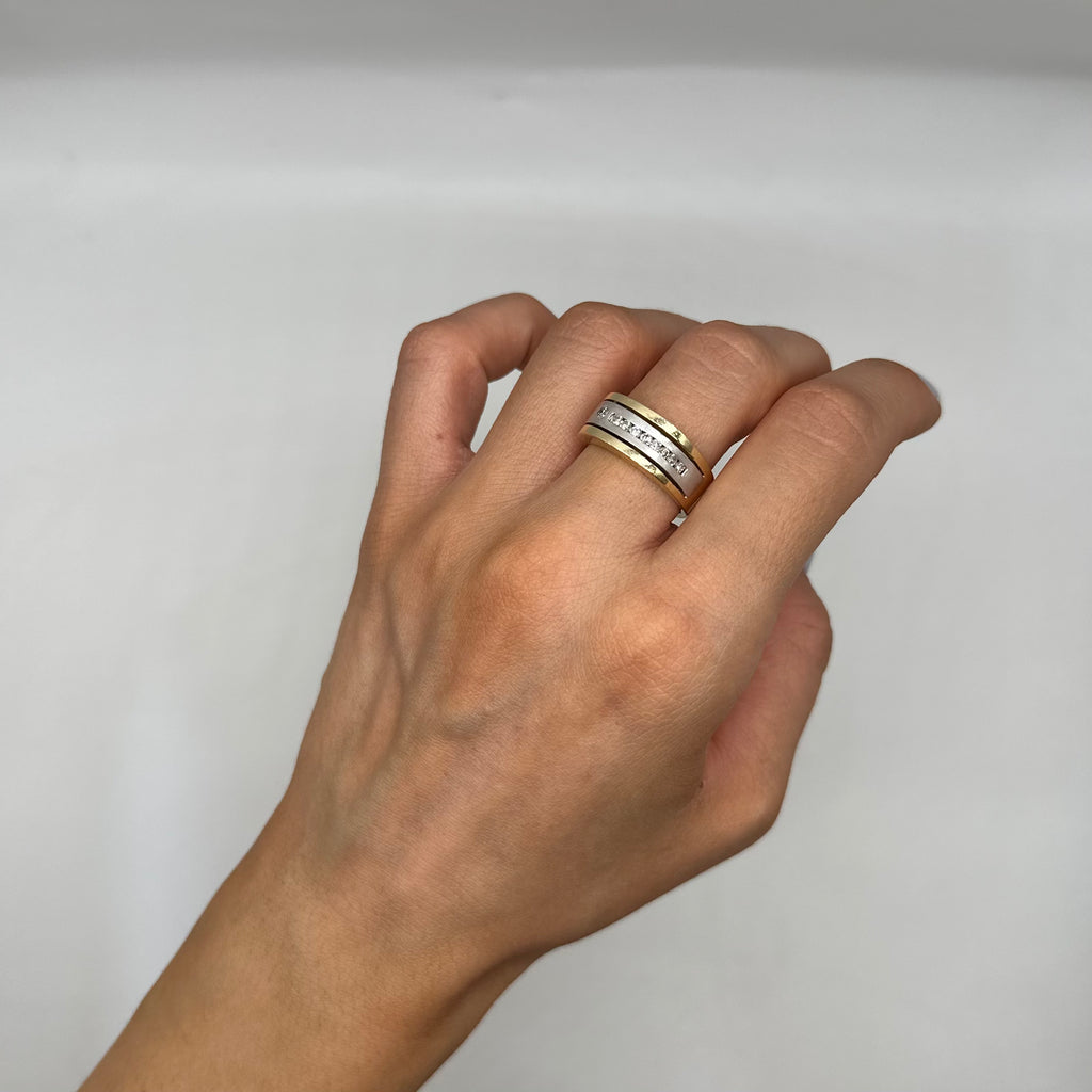 14K Two-Tone Yellow & White Gold Men’s Diamond Ring – 0.75CT Round Diamonds MR008 TTJ