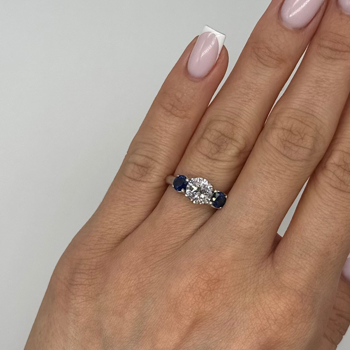 14K White Gold Ring 1.50CT Clarity Enhanced Diamonds & 0.98CT Sapphire SDR041 NEJJ