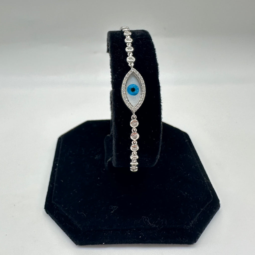 Evil Eye Diamond Bracelet in 18K White Gold – 0.82 CT Diamonds IJJJ