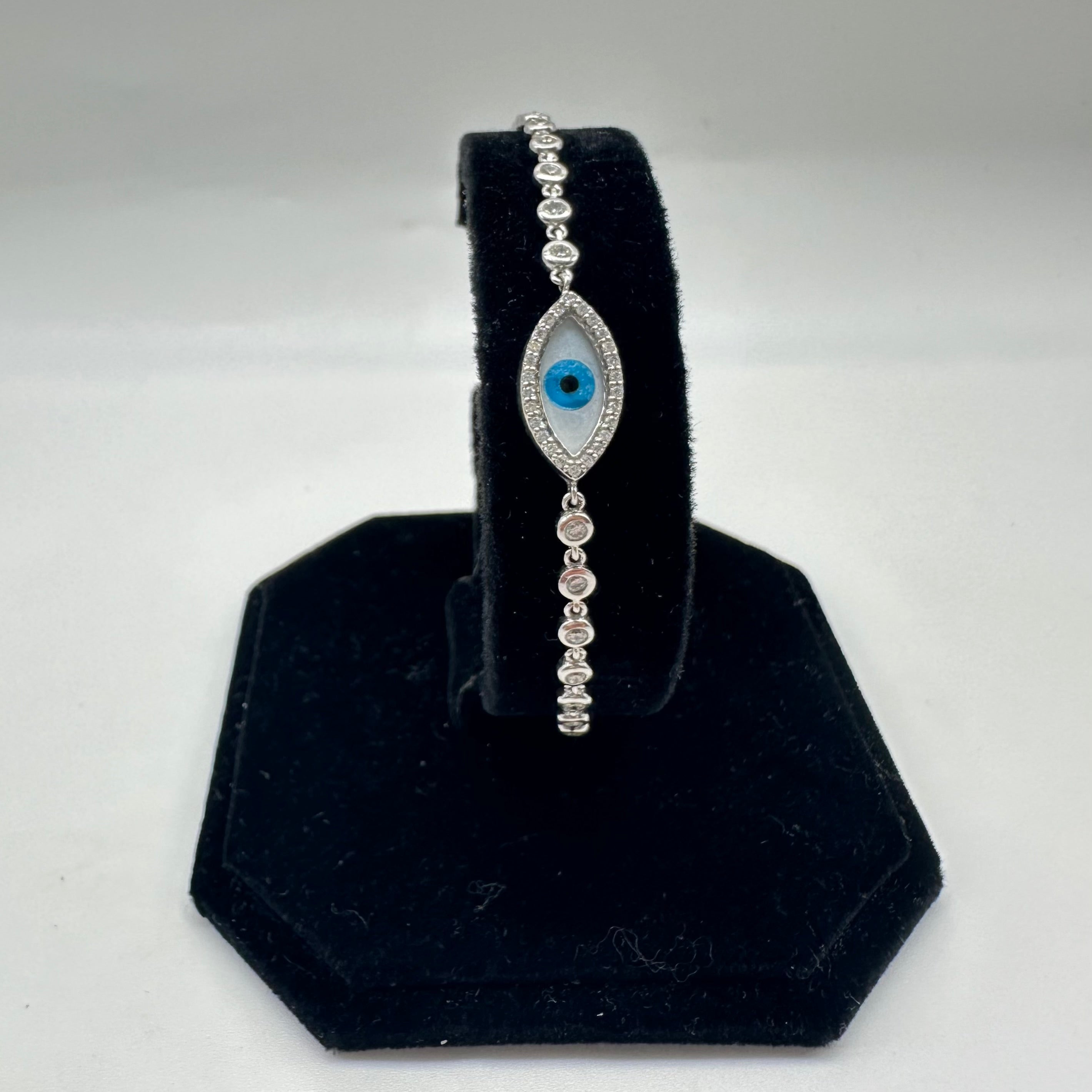 Evil Eye Diamond Bracelet in 18K White Gold – 0.82 CT Diamonds IJJJ