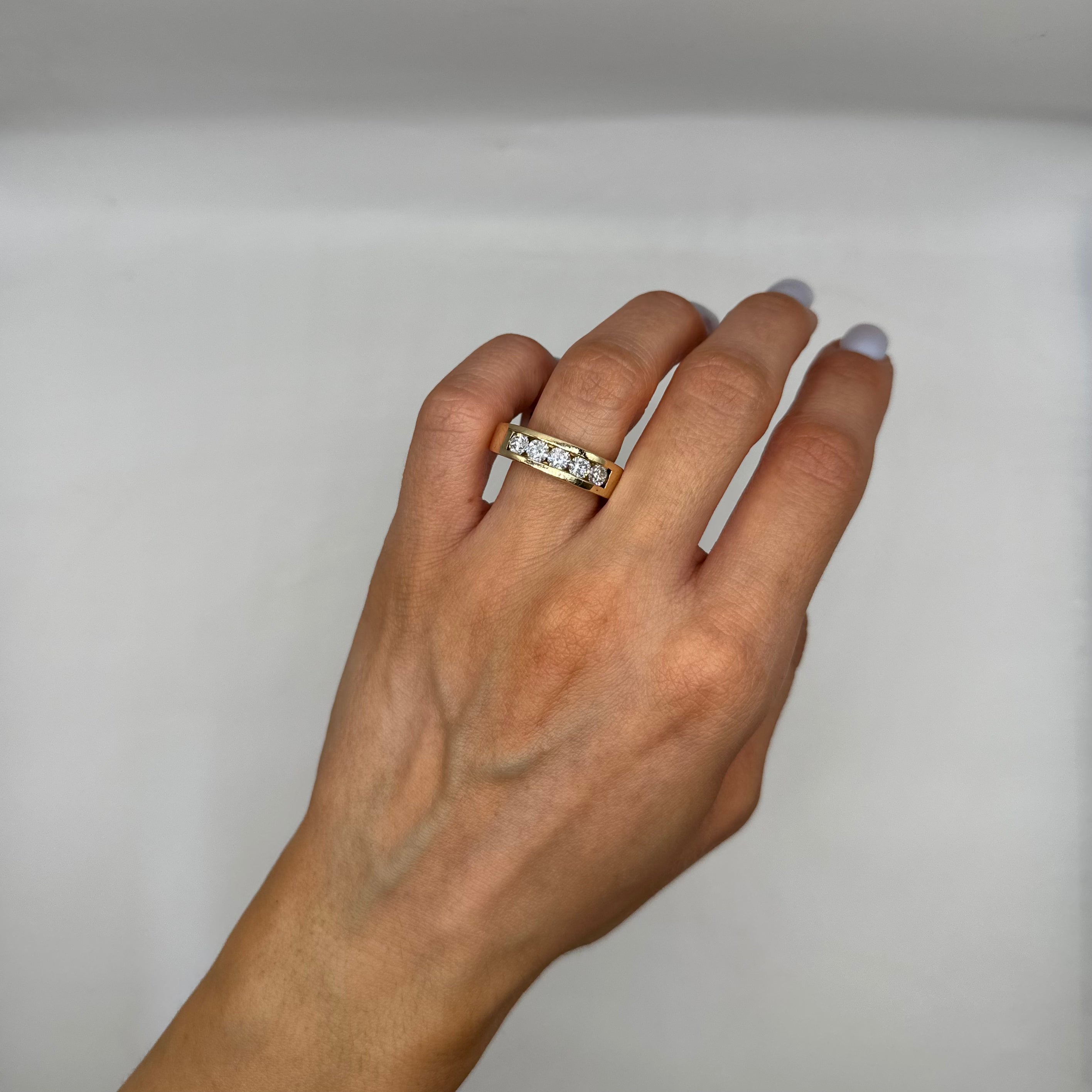 14K Yellow Gold Men’s Diamond Wedding Band – 1.47CT Round Diamonds WB477 ILJJ