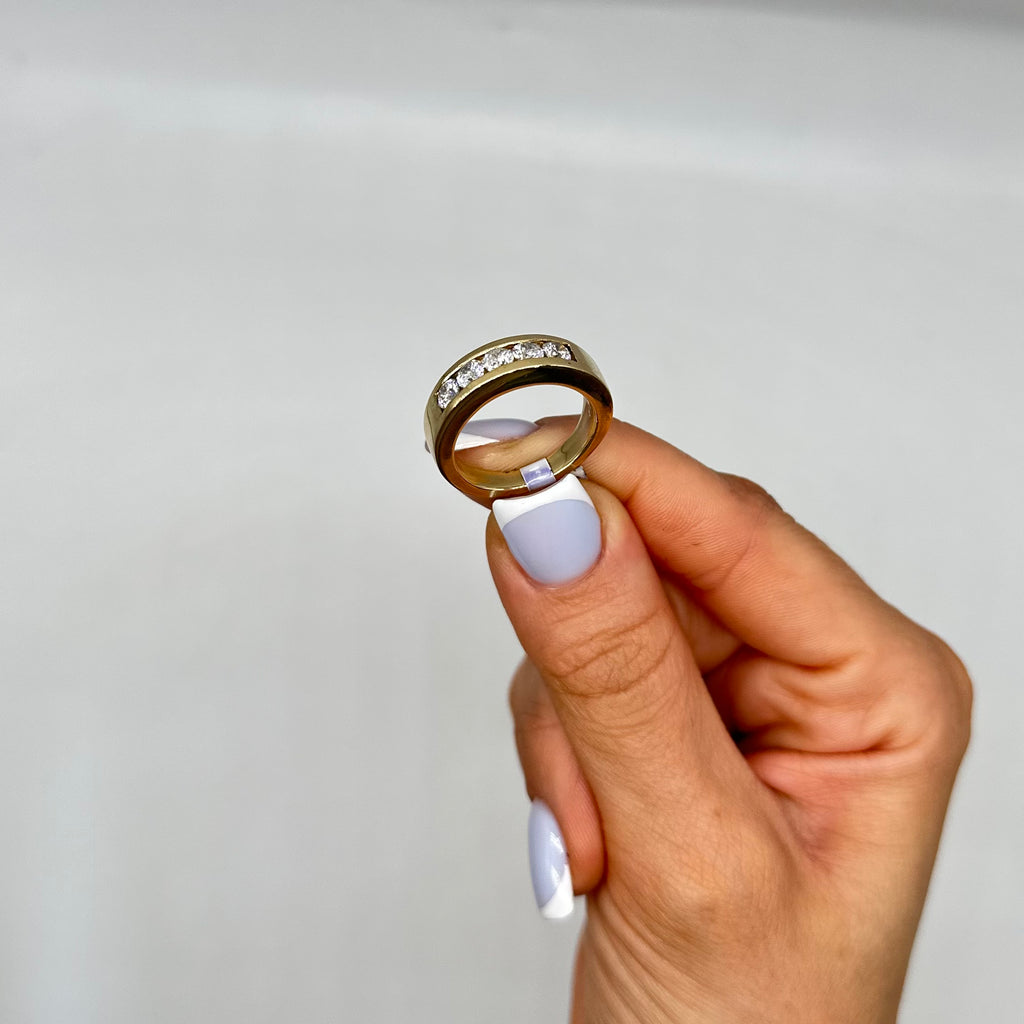 14K Yellow Gold Men’s Diamond Wedding Band – 1.47CT Round Diamonds WB477 ILJJ