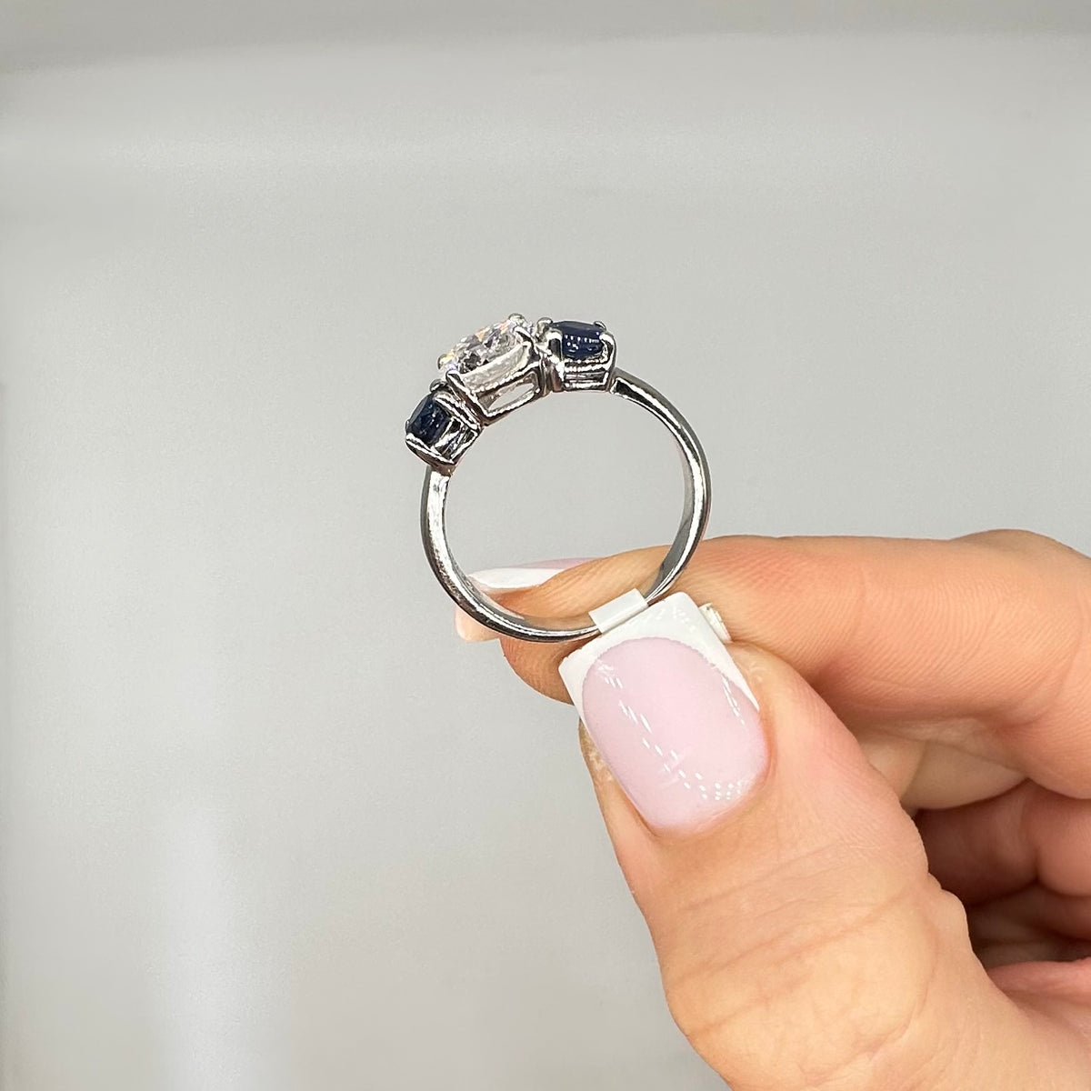 14K White Gold Ring 1.50CT Clarity Enhanced Diamonds & 0.98CT Sapphire SDR041 NEJJ