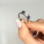 14K White Gold Ring 1.50CT Clarity Enhanced Diamonds & 0.98CT Sapphire SDR041 NEJJ
