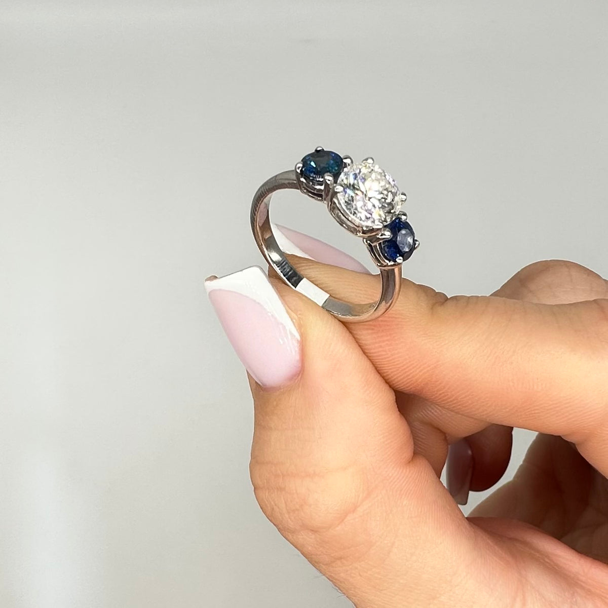 14K White Gold Ring 1.50CT Clarity Enhanced Diamonds & 0.98CT Sapphire SDR041 NEJJ