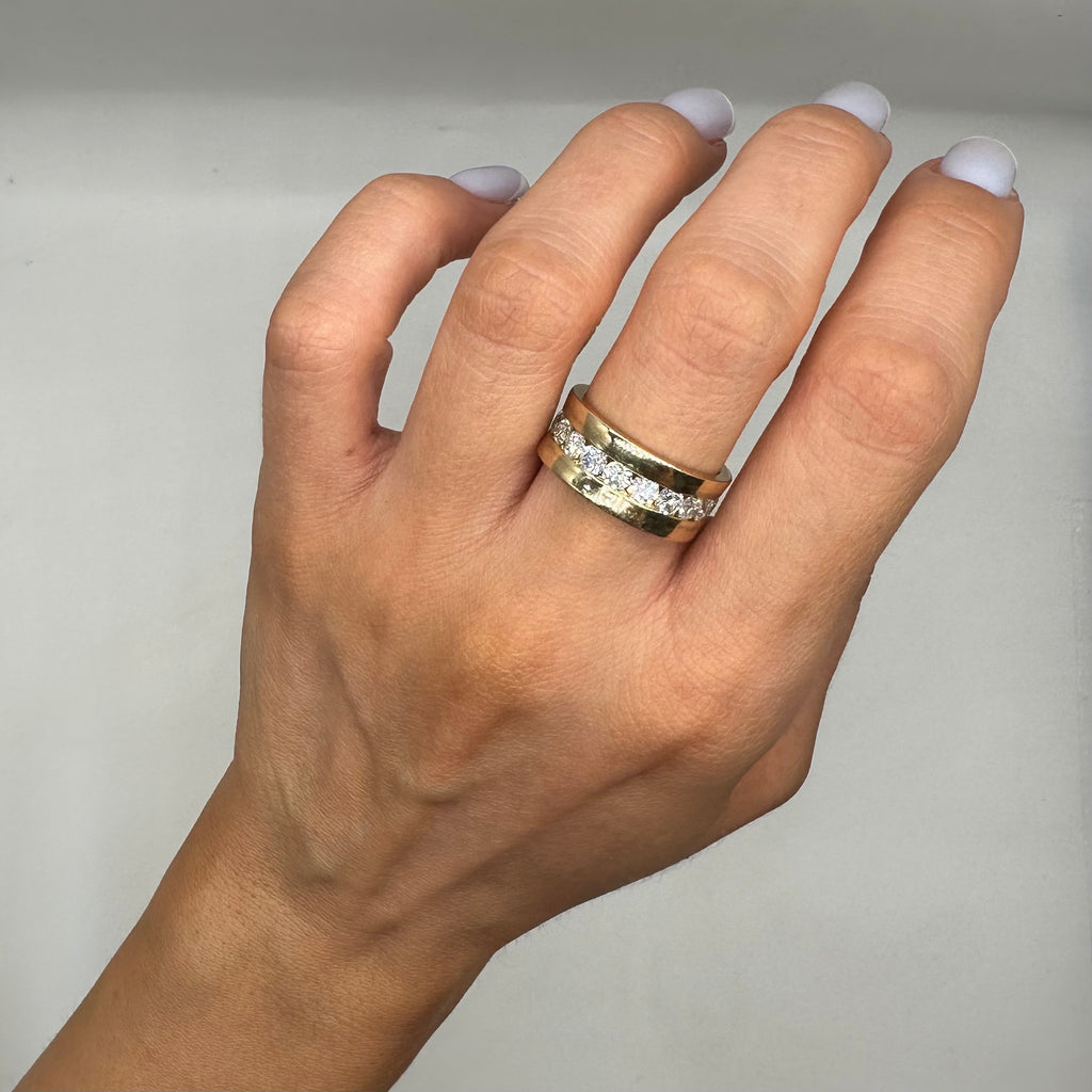 14K Yellow Gold Men’s Diamond Eternity Band – 3.58CT Round Diamonds WB037 GEJJ