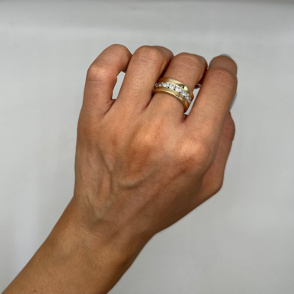 14K Yellow Gold Men’s Diamond Eternity Band – 3.58CT Round Diamonds WB037 GEJJ