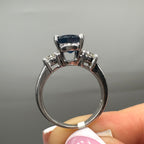 14K White Gold Sapphire & Diamond Three-Stone Ring – 3.50ct Sapphire, 0.60ct Diamonds SDR018 STJ