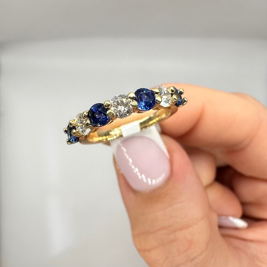 14K Yellow Gold Ring 0.67CT Diamonds & 1.22CT Sapphires SDR080 LTJ