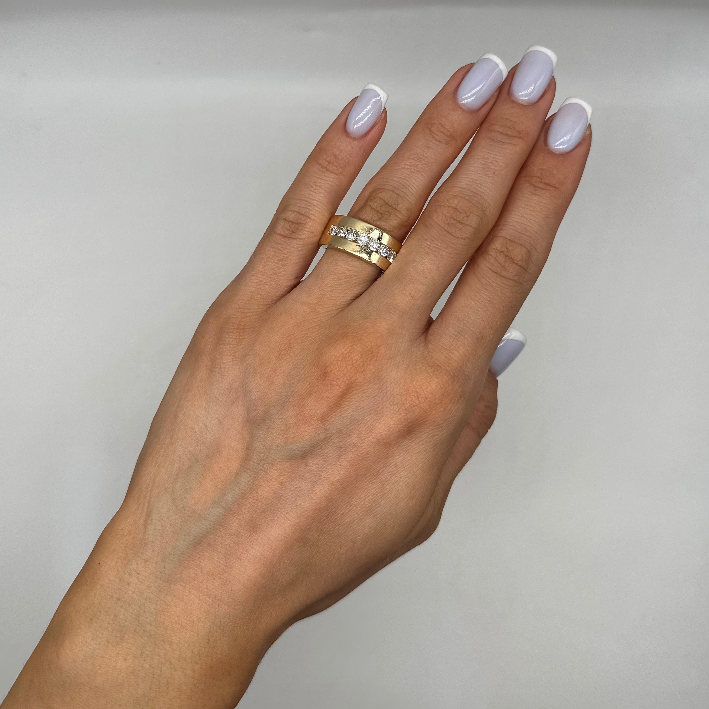 14K Yellow Gold Round Diamond Men’s Wedding Band Ring – 1.15CT WB250 INTJ