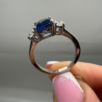 14K White Gold Oval Sapphire & Oval Diamond Ring – 3.52ct Sapphire, 0.36ct Diamonds SDR030 STJ IENJ