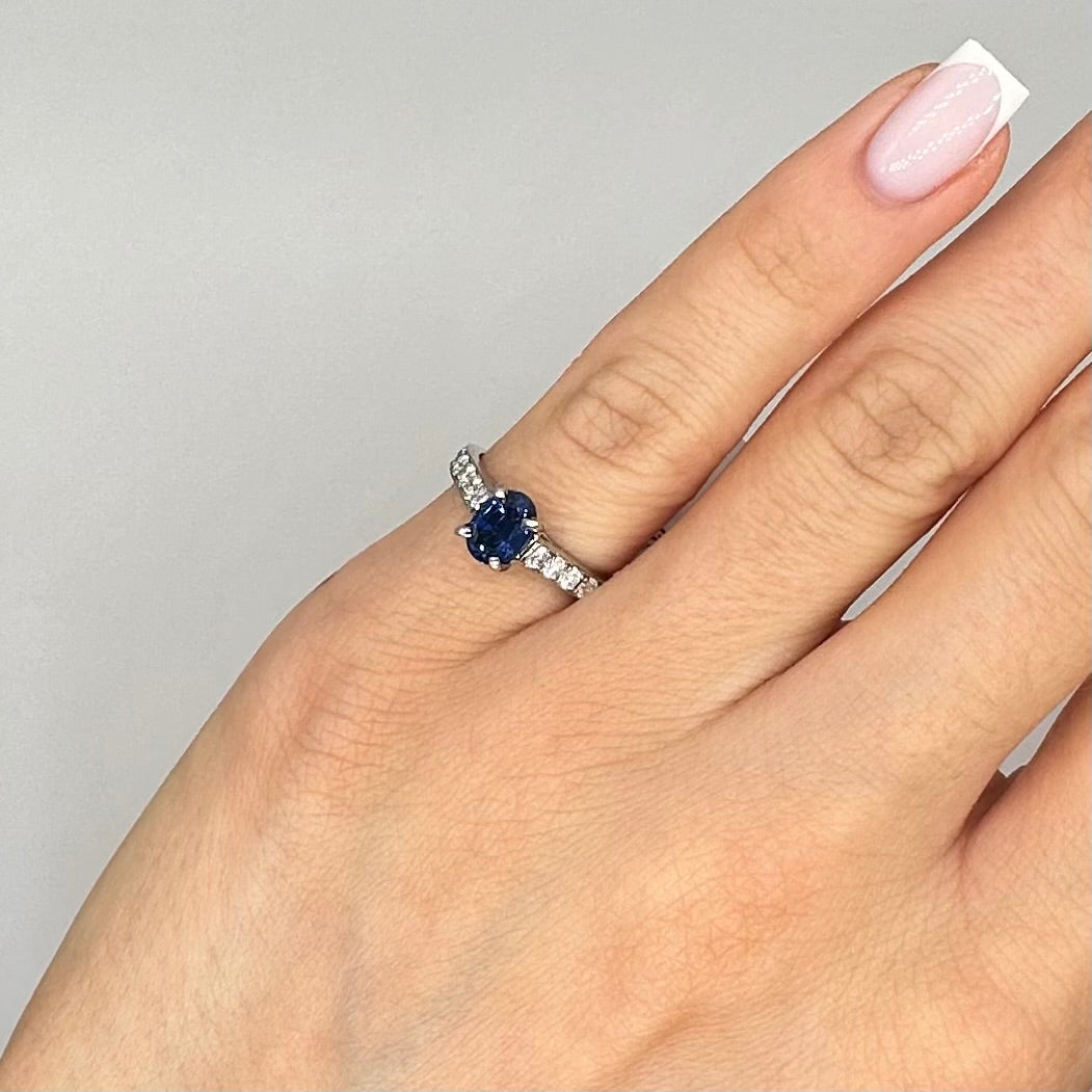 14K White Gold Diamond & Sapphire Ring – 1.59CT SDR091 LNJ