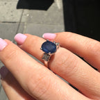 14K White Gold Sapphire & Diamond Three-Stone Ring – 3.50ct Sapphire, 0.60ct Diamonds SDR018 STJ