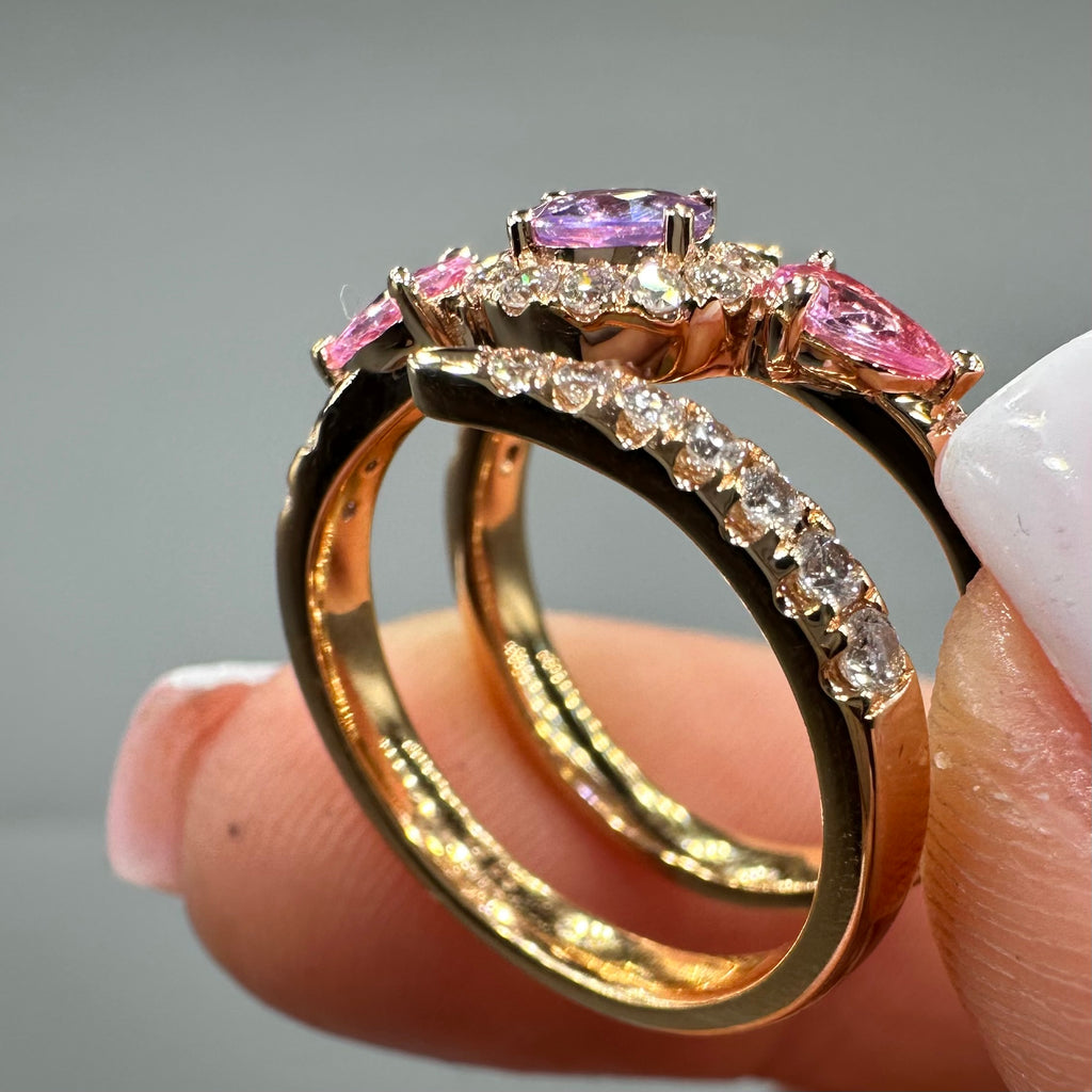 18K Rose Gold 0.84CT Colored Gemstone & 0.51CT Diamond Ring COLER014 IGGJ