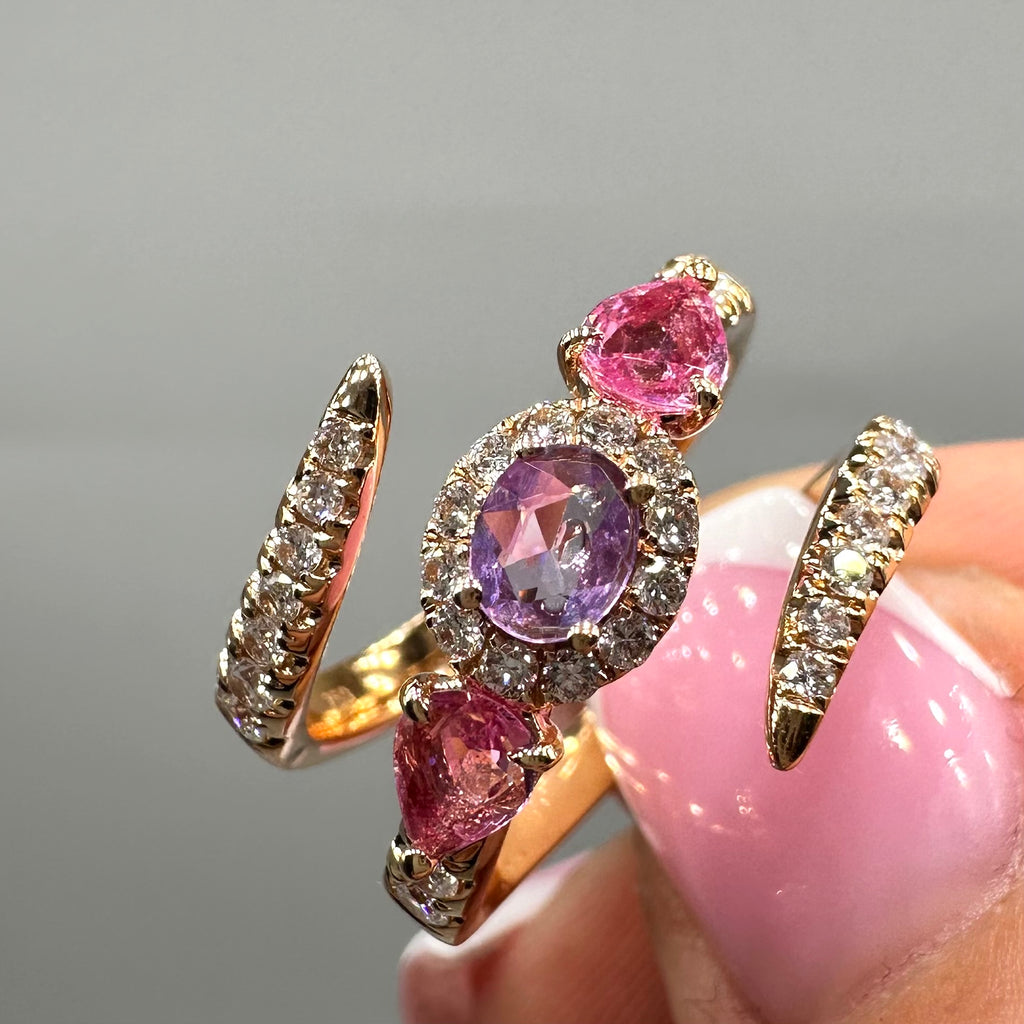 18K Rose Gold 0.84CT Colored Gemstone & 0.51CT Diamond Ring COLER014 IGGJ