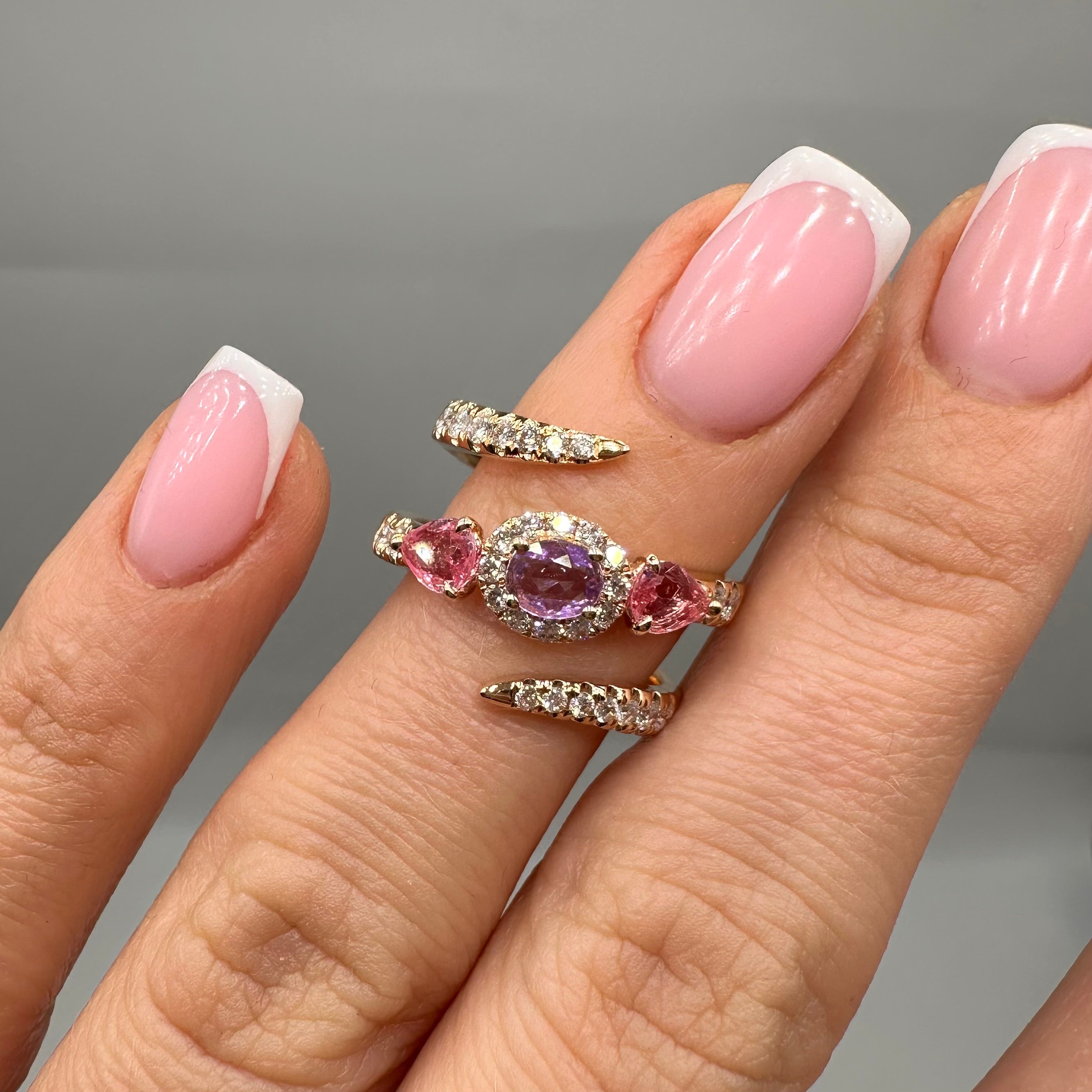 18K Rose Gold 0.84CT Colored Gemstone & 0.51CT Diamond Ring COLER014 IGGJ