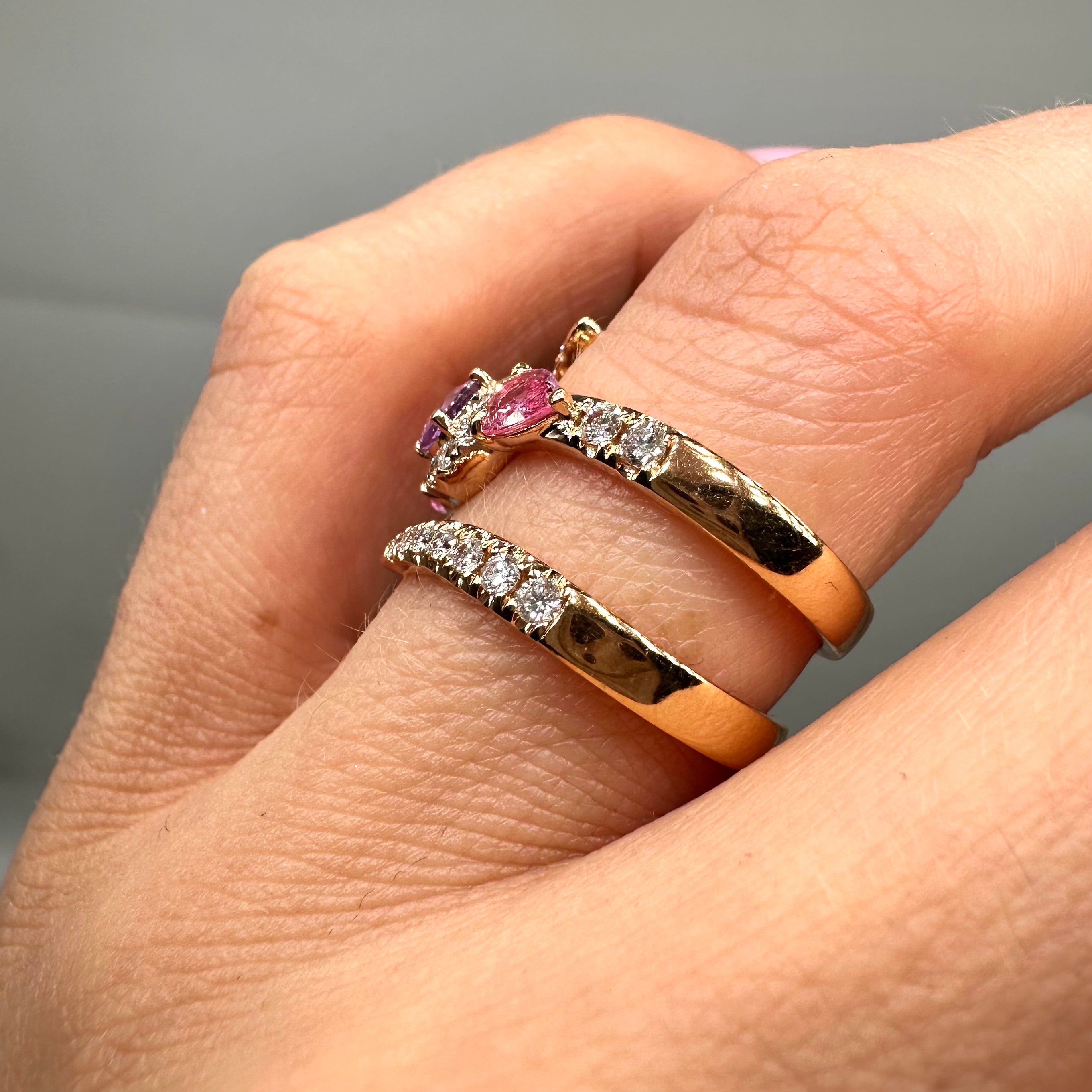 18K Rose Gold 0.84CT Colored Gemstone & 0.51CT Diamond Ring COLER014 IGGJ