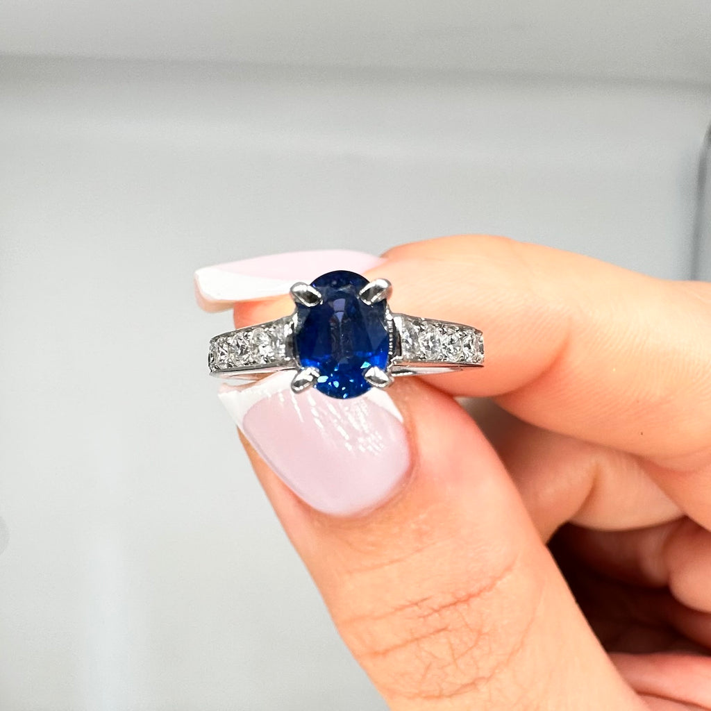 14K White Gold Diamond & Sapphire Ring – 1.59CT SDR091 LNJ