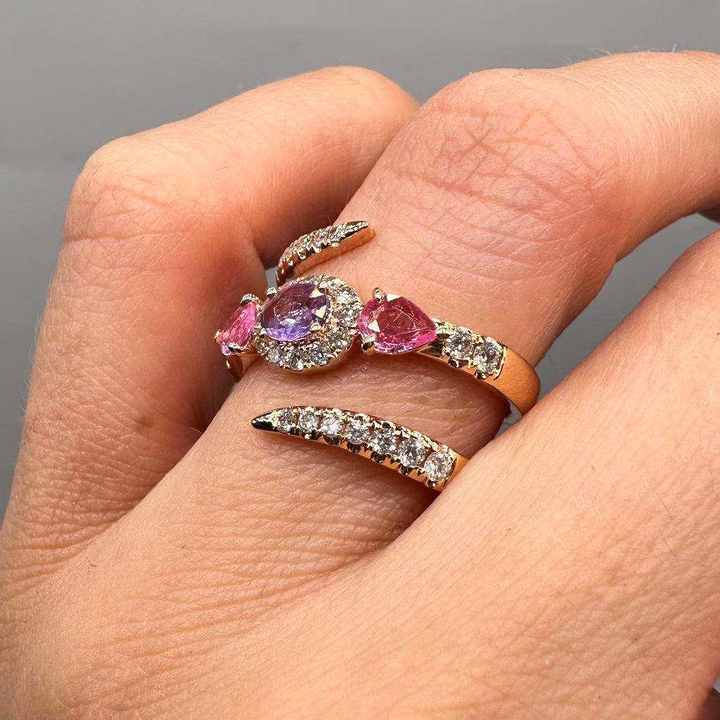 18K Rose Gold 0.84CT Colored Gemstone & 0.51CT Diamond Ring COLER014 IGGJ