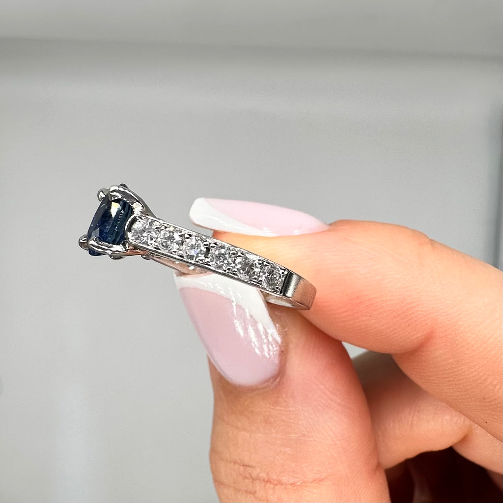 14K White Gold Diamond & Sapphire Ring – 1.59CT SDR091 LNJ