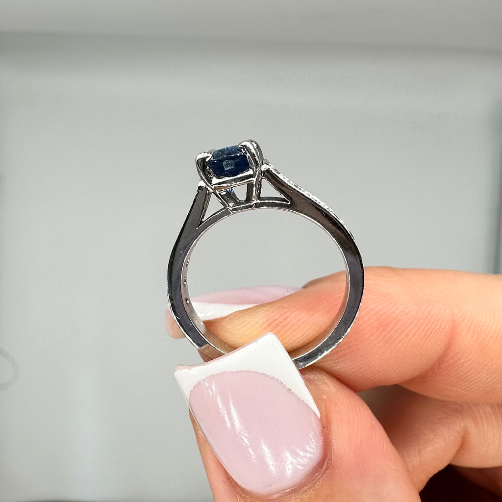 14K White Gold Diamond & Sapphire Ring – 1.59CT SDR091 LNJ