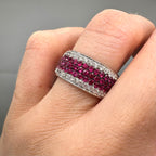 18K White Gold 3.04CT Ruby & 1.39CT Diamond Pavé Ring IETJ