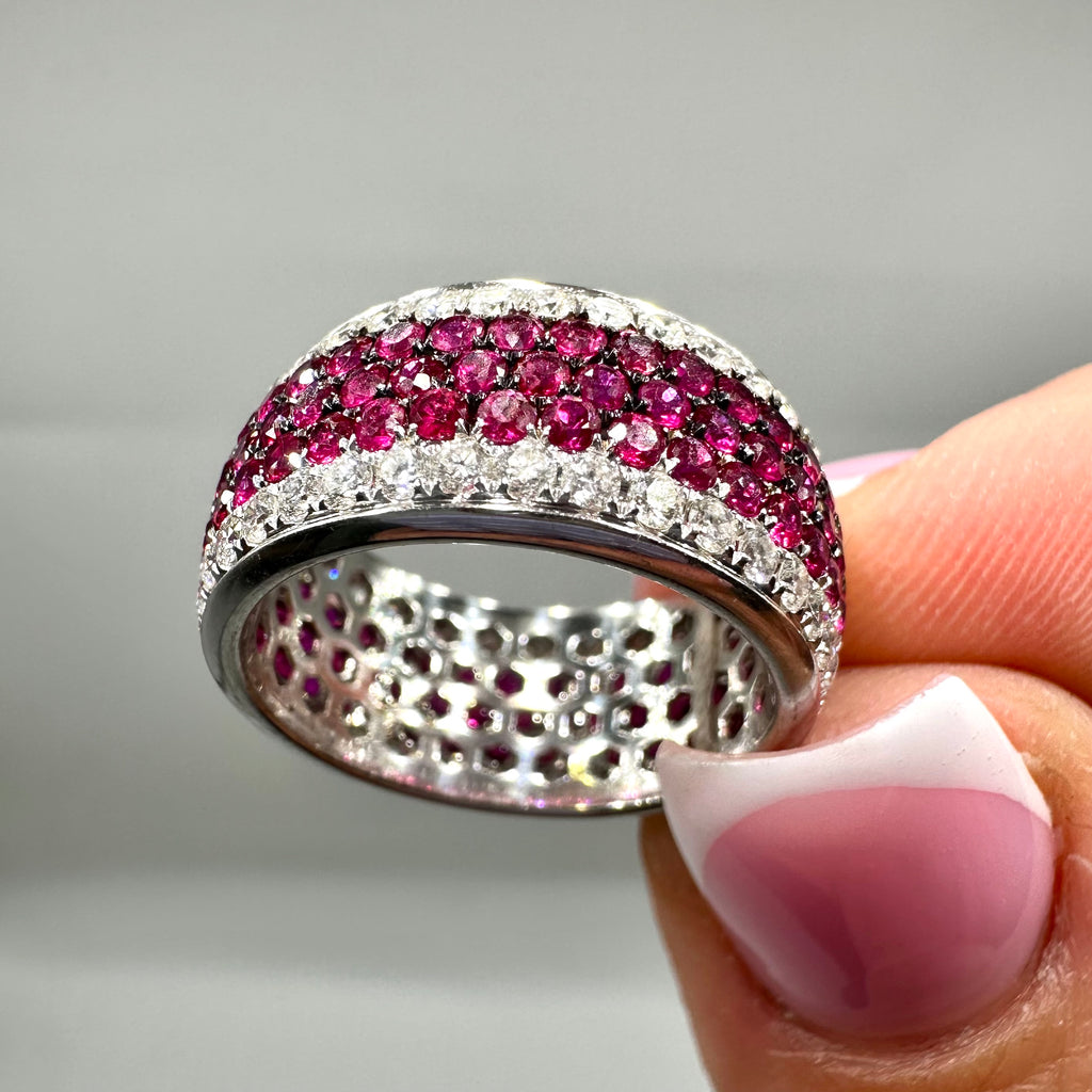 18K White Gold 3.04CT Ruby & 1.39CT Diamond Pavé Ring IETJ