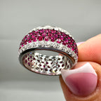 18K White Gold 3.04CT Ruby & 1.39CT Diamond Pavé Ring IETJ