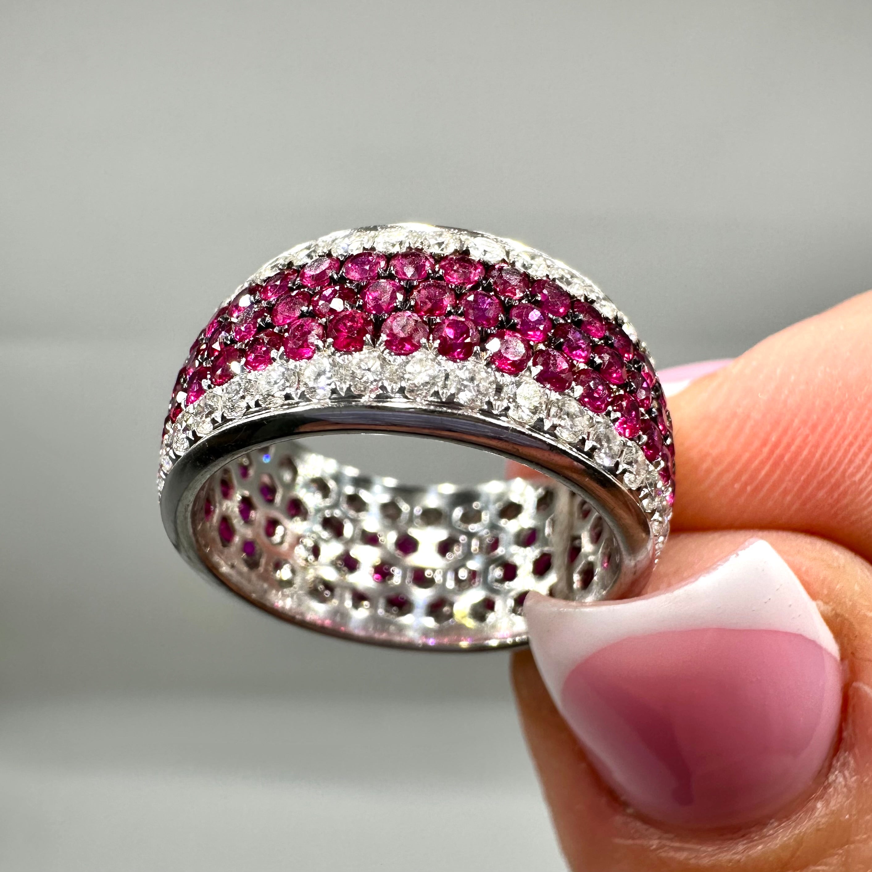 18K White Gold 3.04CT Ruby & 1.39CT Diamond Pavé Ring IETJ