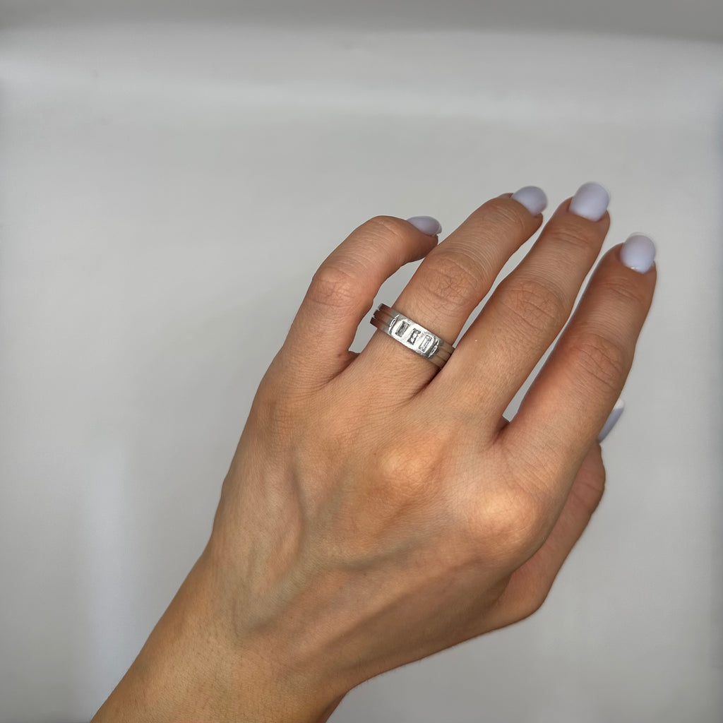 14K Platinum Baguette Diamond Men’s Wedding Band Ring – 0.30CT WB027 IJJJ