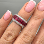 18K White Gold 3.04CT Ruby & 1.39CT Diamond Pavé Ring IETJ