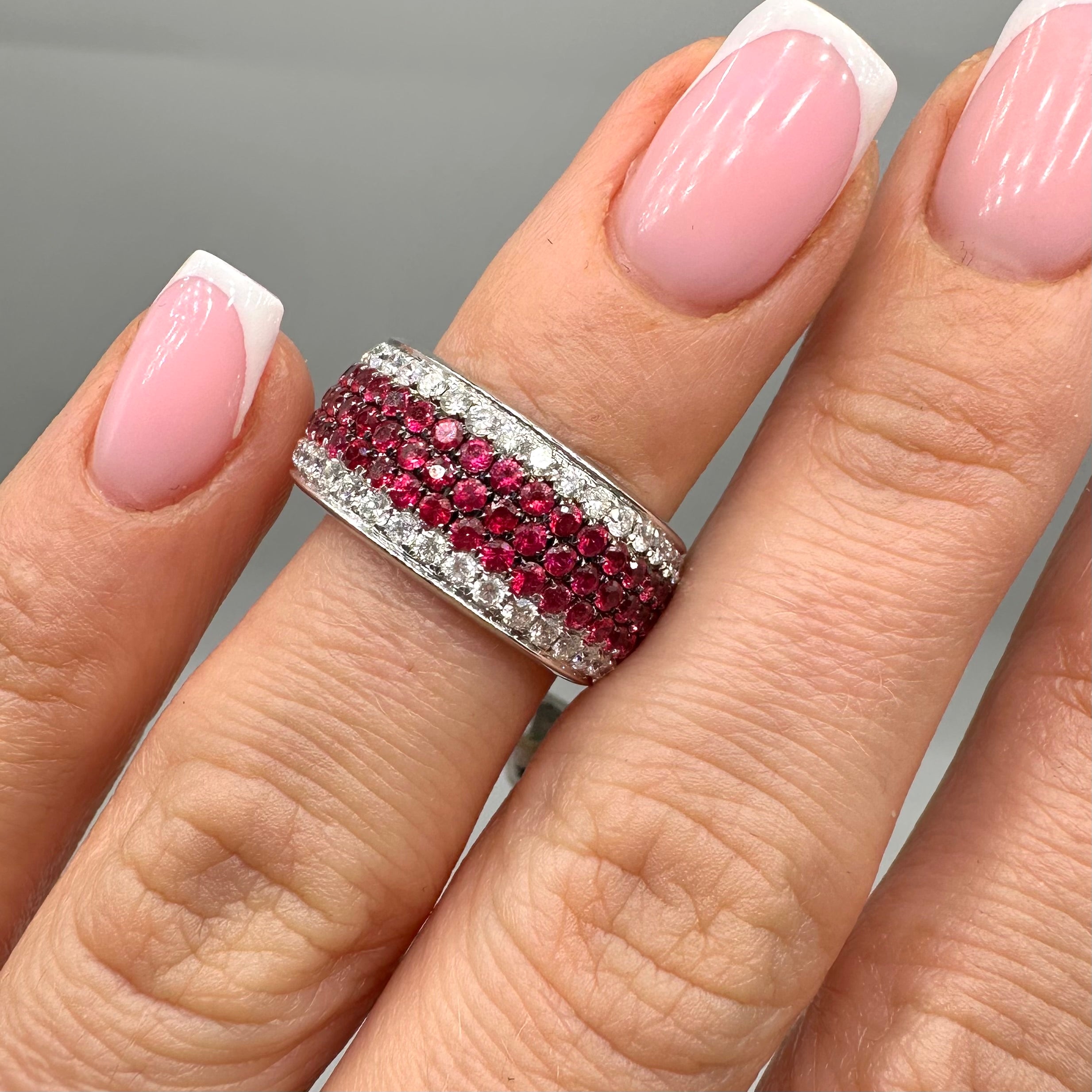 18K White Gold 3.04CT Ruby & 1.39CT Diamond Pavé Ring IETJ